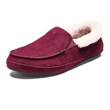 Imagem de OLUKAI Ku'una Pantufa feminina, de couro, couro genuíno e couro premium, leve e durável para conforto o dia todo, Lilikoi/Lilikoi, 34