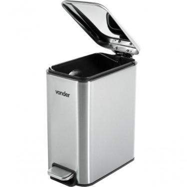 Imagem de Lixeira Retangular 5 Litros Inox Cinza Vonder