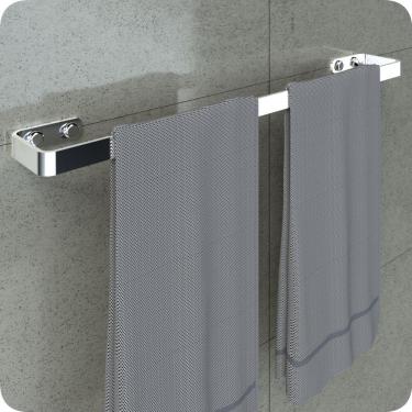 Imagem de Porta Toalha De Banho Para Banheiro Cromado 80cm Plus