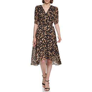 Imagem de Tommy Hilfiger Vestido midi feminino com cintura sintética, Areia múltipla, 42