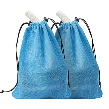 Imagem de YUJHON Saco de malha de barreira de bomba grande saco de filtro de bomba de lago com cordão preto saco de rede de mídia adequado para filtros de lago piscina (pacote com 2)