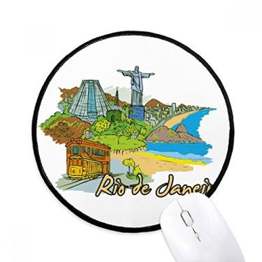 Imagem de DIYthinker Tapete de mouse pintado à mão Brasil Rio de Janeiro para mesa de escritório tapete redondo para computador