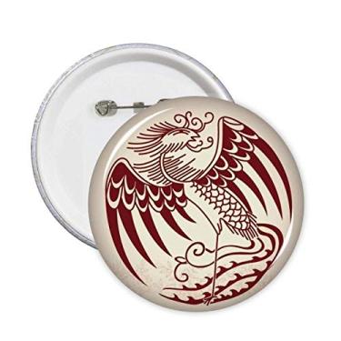 Imagem de Broche de retrato de animal Fênix chinesa com botão de distintivo, acessório de decoração, 5 peças