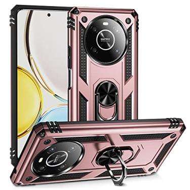 Imagem de Caso de capa de telefone de proteção Capa para Huawei Honor X9, capa protetora à prova de choque de nível militar com [suporte giratório de 360°] [função no veículo] capa resistente (Color : Rose gol