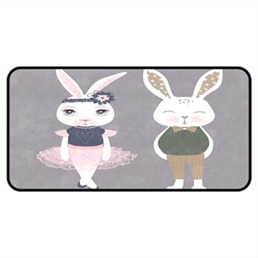 Imagem de Vijiuko Tapetes de cozinha saco coelho rosa casal coelho área de cozinha tapetes e tapetes antiderrapante tapete de cozinha tapete de pé lavável para chão de cozinha escritório em casa pia lavanderia interior exterior 101,6 x 50,8 cm