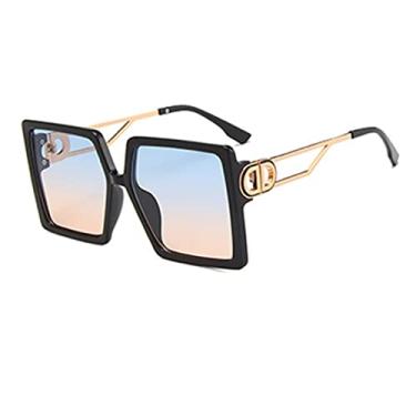 Imagem de Óculos de sol quadrados femininos retrô óculos de sol para mulheres superdimensionadas sombras pretas óculos UV400,6, tamanho único