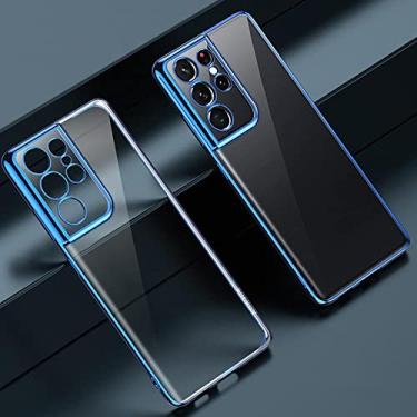 Imagem de Estojo transparente de revestimento de luxo para Samsung Galaxy A53 A33 5g S21 Fe S22 Ultra Plus A 53 33 S 22 21 S21fe Capa de silicone transparente, azul, para S20