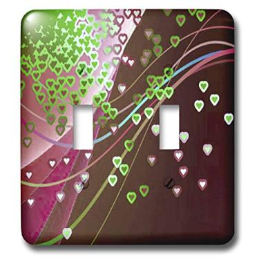 Imagem de 3dRose Interruptor de interruptor lsp_43289_2 corações caindo, verde marrom e rosa