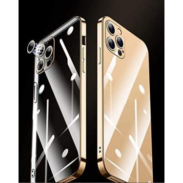 Imagem de COOVS Capa compatível com iPhone 12 Pro Max, proteção da lente da câmera, bolsa de ar TPU macio à prova de choque capa anti-amarelamento para iPhone 12 Pro Max 6,7 polegadas (cor: ouro)