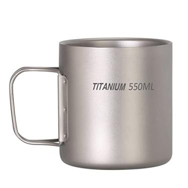 Imagem de copo d'água de titânio,220ml / 330ml / 450ml / 550ml Copo de água de titânio de parede dupla Café Chá Caneca para escritório doméstico Acampamento ao ar livre Caminhada Piqueni