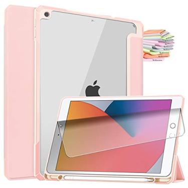 Imagem de Billionn Capa para iPad 10,2 polegadas [iPad 2020 8ª geração/iPad 7ª geração] + protetor de tela, [hibernar/despertar] capa traseira transparente, rosa