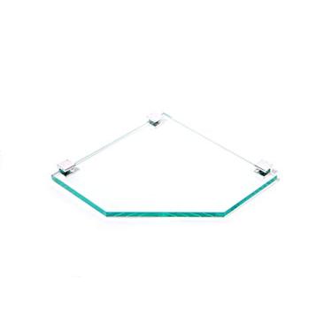 Imagem de Porta Shampoo de Canto Reto em Vidro Incolor Lapidado - Aquabox - 20cmx20cmx8mm