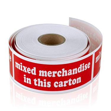 Imagem de 1200 etiquetas mistas de mercadoria - 3,8 x 10 cm, adesivos de mercadoria/palete de produtos mistos para envio, manuseio, adesivo de cuidado de movimento, vermelho - 4 rolos
