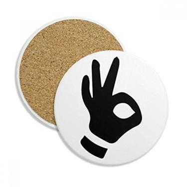 Imagem de OK Gesture Outline Pattern Coaster Cup Caneca de mesa Proteção Absorvente Pedra