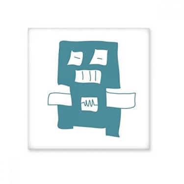 Imagem de Decalque brilhante de azulejo de cerâmica do robô azul do universo e alienígena