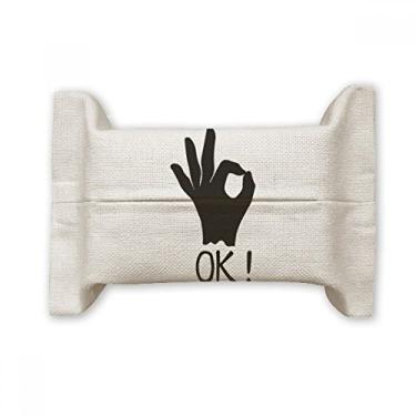 Imagem de OK Outline Bolsa de linho de algodão para lenços faciais personalizada