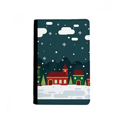 Imagem de Capa carteira Notecase Burse com flocos de neve para passaporte e casa na árvore da nuvem