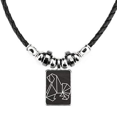 Imagem de DIYthinker Colar com formato geométrico de cachorro de origami abstrato, joia com pingente de corda de couro