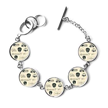Imagem de DIYthinker Fone de ouvido com estampa de instrumento musical de guitarra, pulseira com corrente