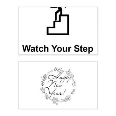 Imagem de Watch Your Step Black Symbol Pattern New Year Festival Greeting Card Bless Message Present