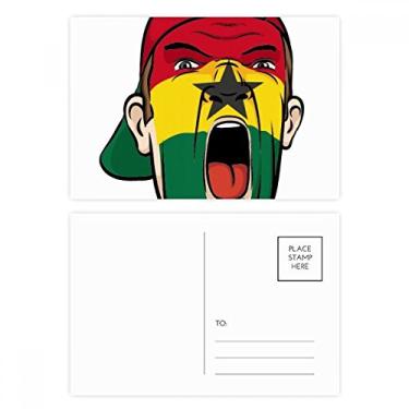 Imagem de Bandeira do Gana Maquiagem Facial Cabeça Gritando Boné Postal Cartão Cartão de Aniversário