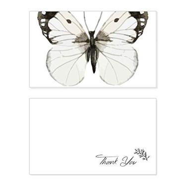 Imagem de Borboleta com asas brancas escuras, cartão de agradecimento de aniversário comemorações casamento agradecimento