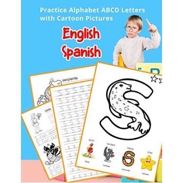 Imagem de English Spanish Practice Alphabet ABCD letters with Cartoon Pictures: Practica letras del alfabeto español inglés con imágenes de dibujos animados: 23