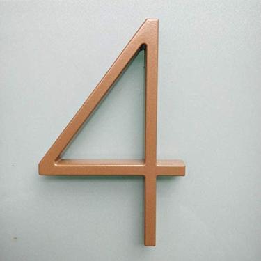 Imagem de Número de casa flutuante dourado 3D de 12,7 cm 0-9 letra AB, placas de porta com alfabeto digital para domicílio ao ar livre, montagem com parafuso, à prova d'água, antiferrugem