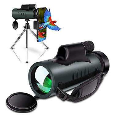 Imagem de Telescópio monocular, 10X42 HD Monóculos de alta potência Zoom à prova d'água, com adaptador de telefone, tripé e alça de mão retrátil ocular, para acampamento de observação de pássaros