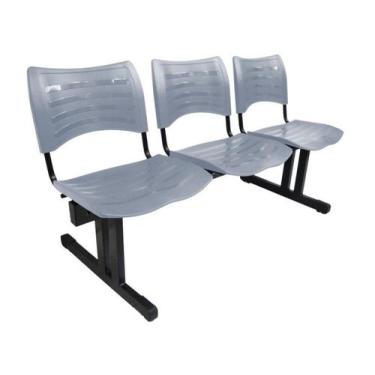 Imagem de Cadeira Iso Em Longarina 3 Lugares Linha Polipropileno Iso Cinza - Des
