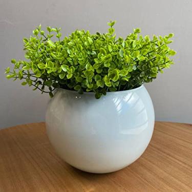 Imagem de Arranjo Centro de Mesa Vaso Branco Verdinho Artificial Completo