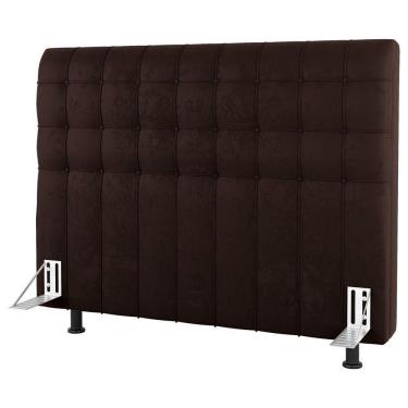 Imagem de Cabeceira Cama Box Solteiro Dahlia 90Cm Com Frame Sintético Marrom - Desk Design