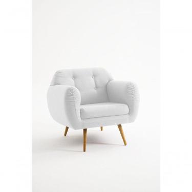 Imagem de Poltrona Beatle Suede E Linho  - Daf Mobiliário Cor Cru