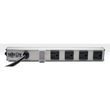 Imagem de Tripp Lite – Bancada de 4 tomadas e tira de energia para armário, 30,5 cm Comprimento do cabo de 1,8 m com plugue de 5 – 15 P (PS120406), 4 Tomadas, Black/Gray, 4 Outlet