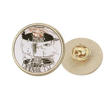 Imagem de Hundred Years Human Life Art Deco Fashion Round Metal Dourado Broche Clip, Medium, não aplicar