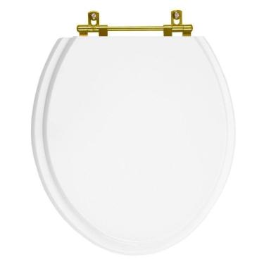 Imagem de Assento Sanitário Poliéster Parati Branco para vaso Logasa Com Ferragem Dourada