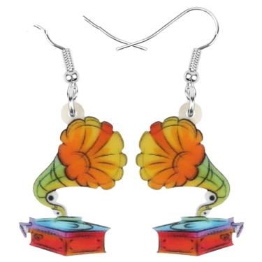 Imagem de ZALTAS Gramofone Fonógrafo Brincos Gota Balançar Instrumento Jóias Para Mulheres Menina Charme Decoração PresenteMulticolorido