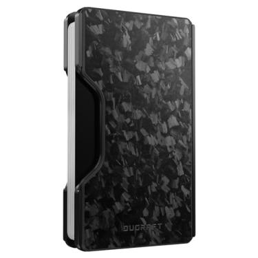 Imagem de DUGRAFT Carteira fina masculina minimalista para cartão de crédito de metal com bloqueio de RFID, bolso frontal para mais de 15 cartões, dinheiro e cartões facilmente removíveis, Padrão de forjamento CF, Slim