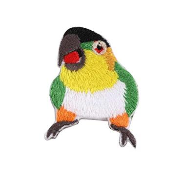 Imagem de BYBYCD Adesivos a ferro bordado papagaio aplique faça você mesmo animal aplique jaqueta suprimentos vestuário bolsas adesivo papagaio jeans roupas decorativas (C)