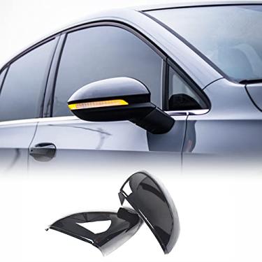 Imagem de JC SPORTLINE Capas de espelho lateral de fibra de carbono traseiro para Volkswagen Golf 8R/GTI/R-Line 2021 estilo de substituição retrovisor (com suporte lateral) (preto) brilhante)