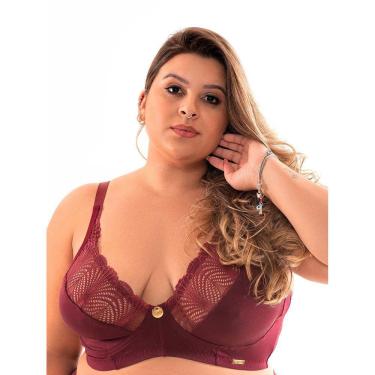 Imagem de Sutiã IMI Lingerie Sem Bojo Reforçado Plus Size Conforto Renda Bell Vinho