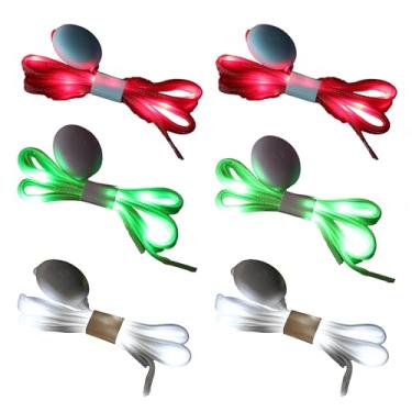 Imagem de Novelty Place [3 pares] cadarços iluminados por LED com 3 modos para festa, dança, corrida e faça você mesmo - 3 pares (verde, vermelho e branco)