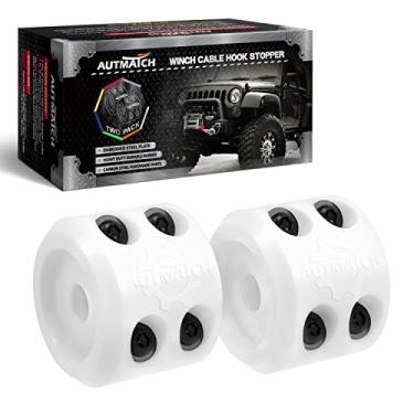 Imagem de AUTMATCH Rolha de gancho de cabo de guincho (pacote com 2), rolha de guincho de borracha de silicone para fio e corda sintética, linha de guincho ATV UTV, absorvente de choque, evita pular e abrasão,