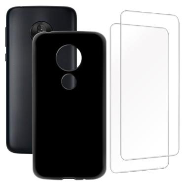 Imagem de Zuitop Capa adequada para Motorola Moto G7 Play (5,7 polegadas) com 2 protetores de tela de vidro temperado, compatível com capa protetora de gel de sílica TPU para Motorola Moto G7 Play. Preto