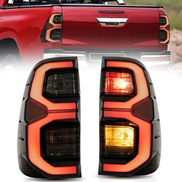 Imagem de VLAND Lanternas traseiras adequadas para Toyota Hilux Revo 2015-2022, com animação de inicialização, fumê