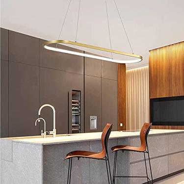 Imagem de Iluminação moderna da ilha de cozinha, luminária pendente LED com altura regulável e ajustável, luminária de teto suspensa de madeira, abajur acrílico, iluminação de lustre oval e retangular