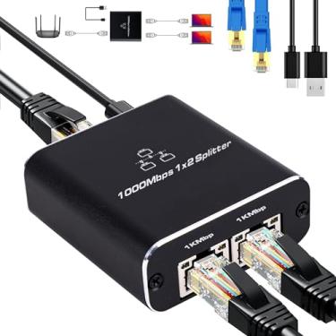 Imagem de LIEZHUA Divisor de rede de 1000 Mbps com cabo LAN Cat 6 - divisor Ethernet RJ45 1 a 2 Gigabit LAN Internet Splitter para Cat 5/5e/6/7/8, suporta dois dispositivos que funcionam simultaneamente