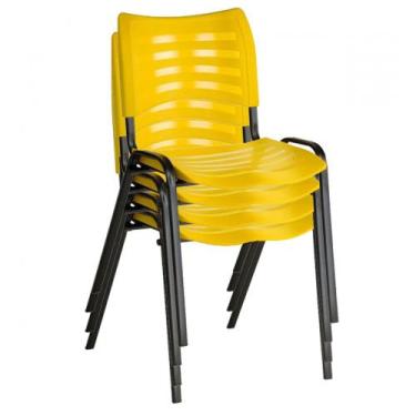 Imagem de Kit 4 Cadeira Empilhável Iso Amarelo - Stilos Moveis Corporativos