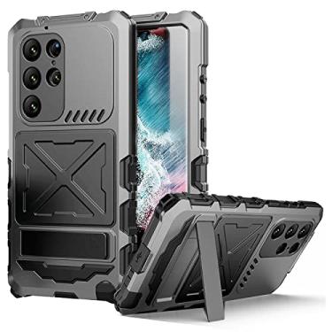 Imagem de Simicoo Capa amortecedora ultra metálica para Samsung S23, preta, armadura protetora resistente com Gorilla Glass integrado, proteção robusta de nível militar, compatível com Samsung Galaxy S23 Ultra