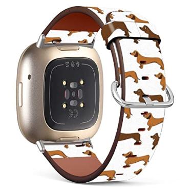 Imagem de Mingdao Pulseira de substituição compatível com Fitbit Sense 2/Sense/Versa 4/Versa 3 com estampa (Dachshund Pattern-Wb02)